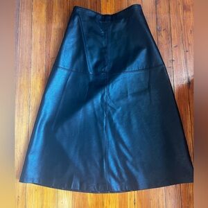 Elegant Black Faux Leather Skirt